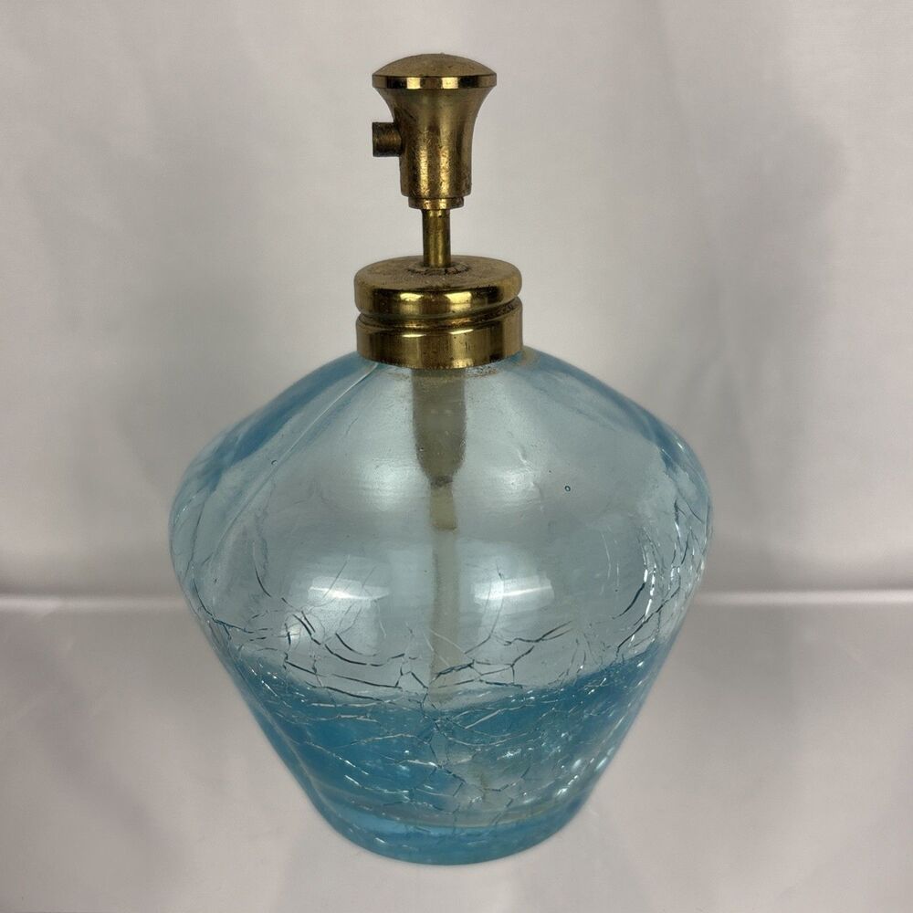 I. W. Rice Irice Japan Blue Crackle Glass Perfume Bottle